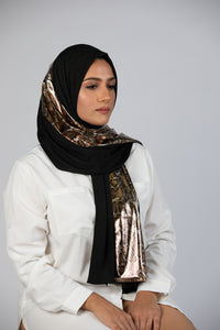 Noir Black Serpentine Snakeskin Hijab